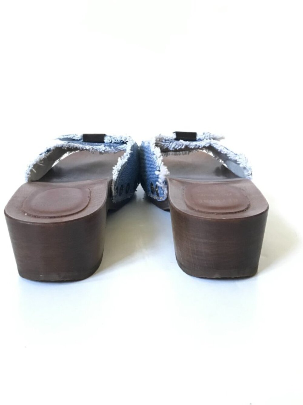 NEW Re Done x Dr Scholl's Clogs Sandals Womens 36 6 Blue Washed Denim Wood Sole - Picture 9 of 11